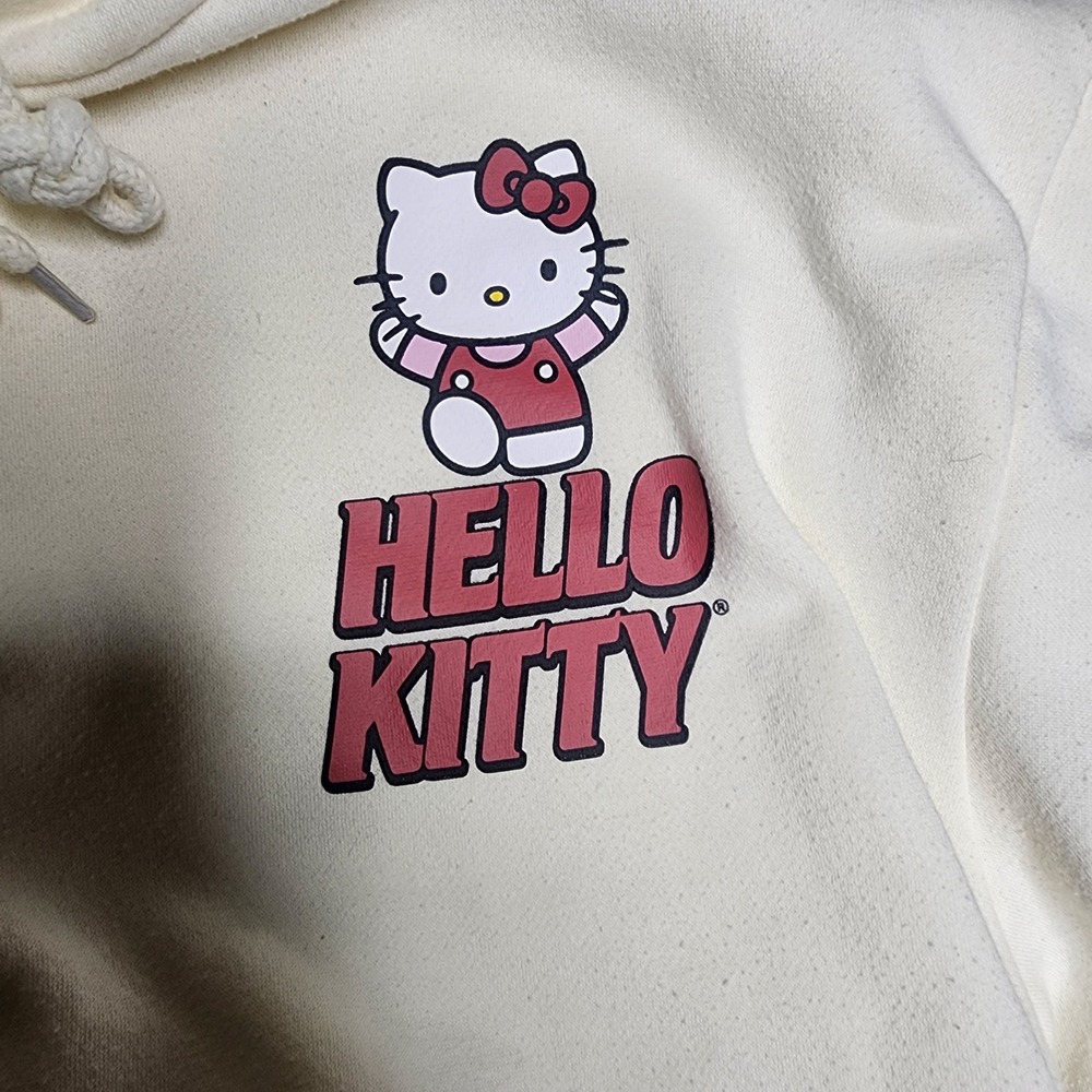 Hello Kitty Women's XL Graphic Hoodie Pullover Off-White Sweatshirt Hello‎ Kitty - Picture 3 of 5